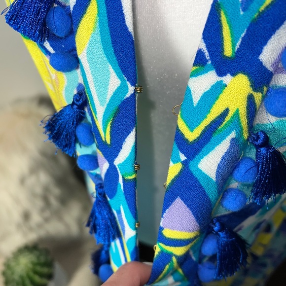 Lilly Pulitzer Tropical Print Fringe Tassel Dress Size Medium - Picture 7 of 13